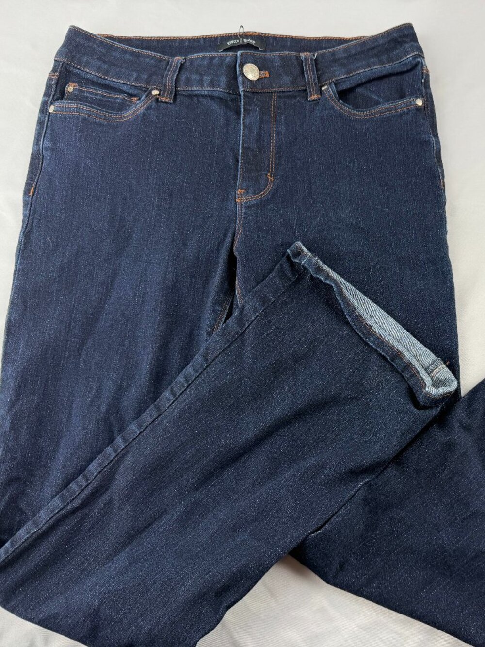 White House Black Market Women Skinny Flare Jeans Dark Wash Blue Size 6S